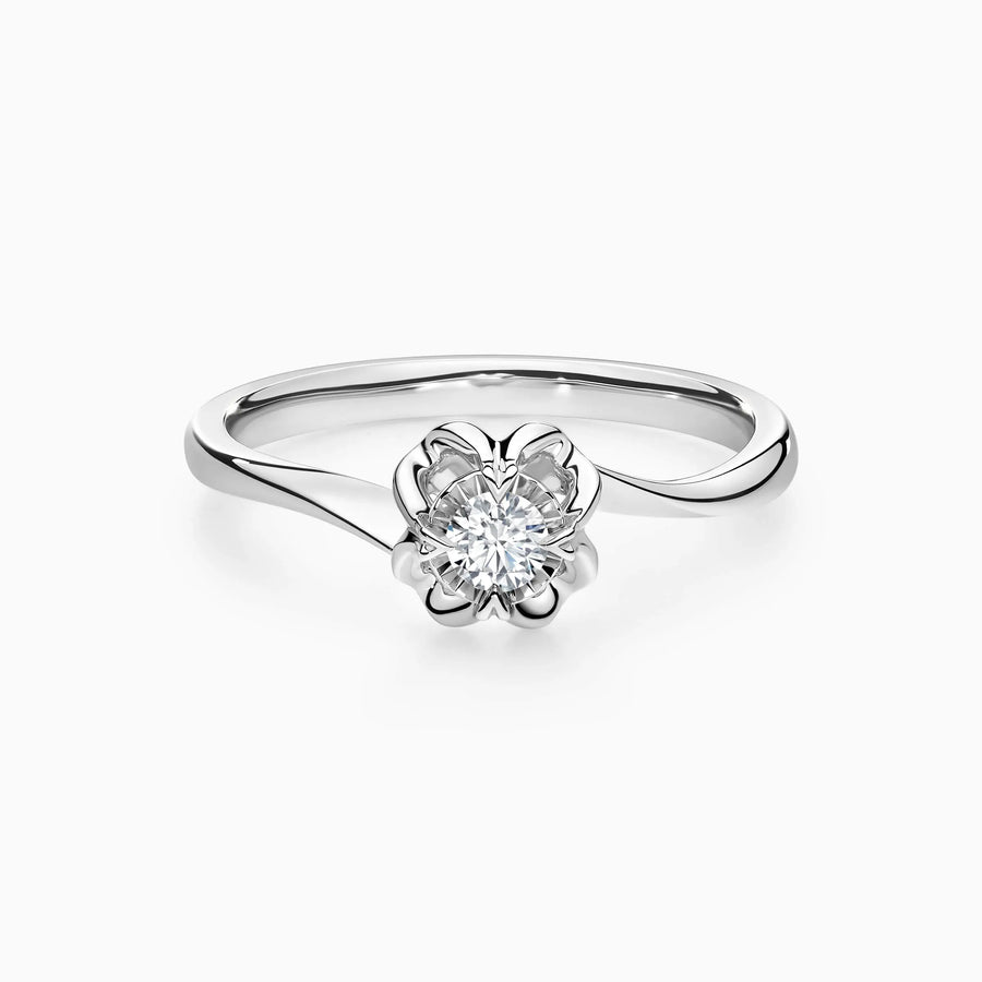 Lab Grown Round Solitaire Rose Bypass Engagement Ring - image 1
