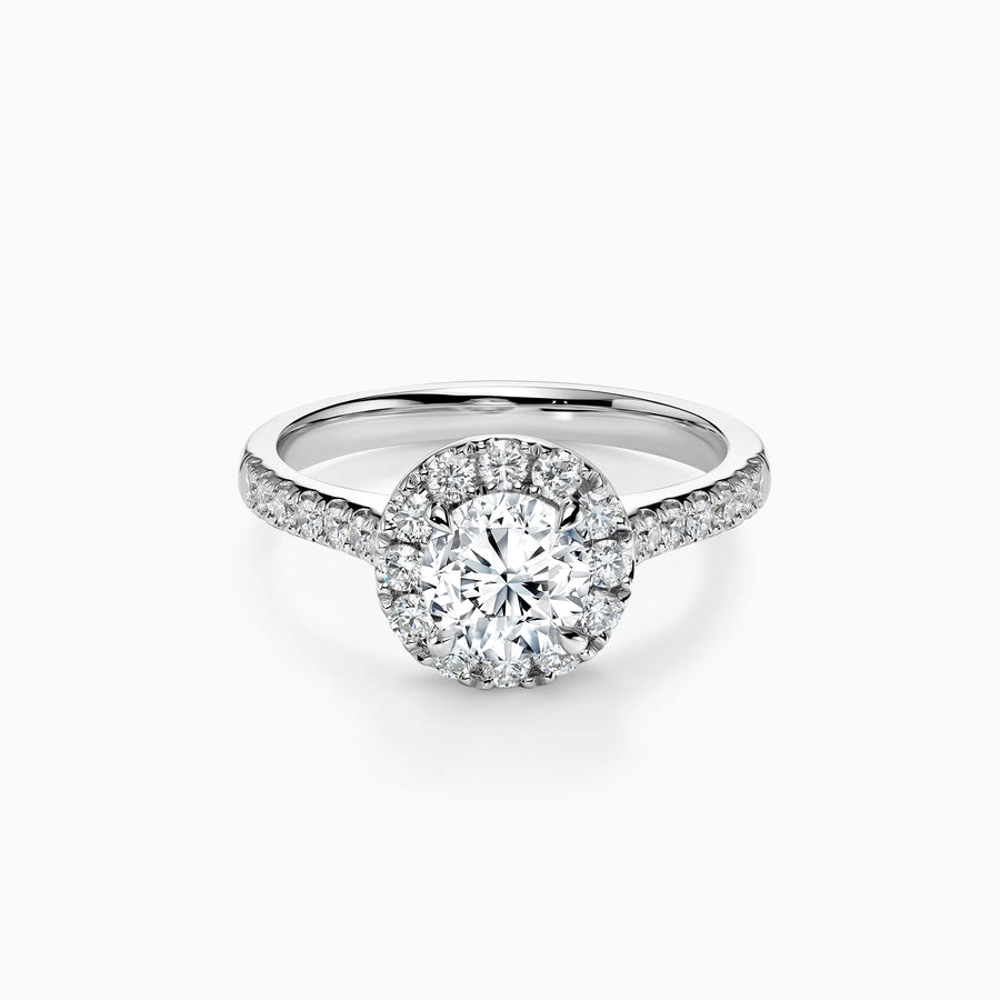 Lab Grwon Round Halo Pavé Diamond Engagement Ring - image 1
