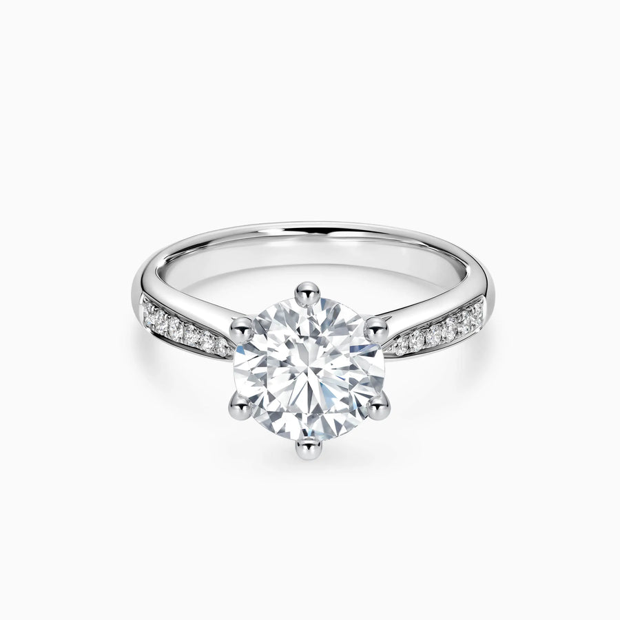 Lab Grwon Round Solitaire Pavé with 6-Prong Engagement Ring - image 1