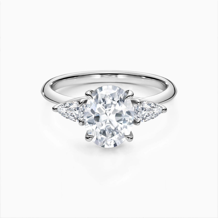 Oval Cut Lab Diamond Three Stone Engagement Ring - image 1