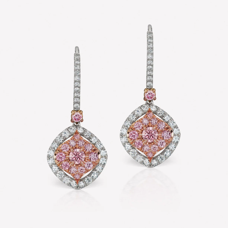 Pink Lab Grown Diamond Drop Earrings - image 1