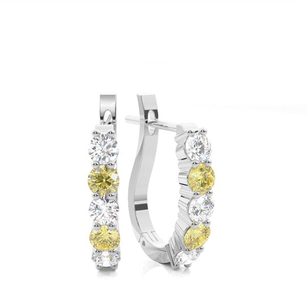 Prong Set Yellow Lab Diamond Hoop Earrings - image 1