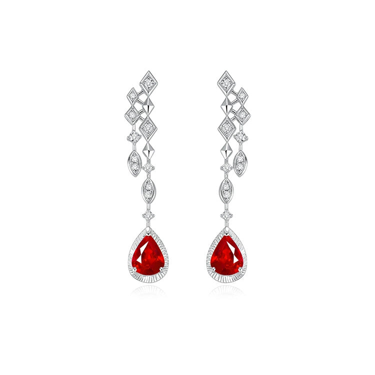 Prong Setting Ruby Drop Earrings - image 1