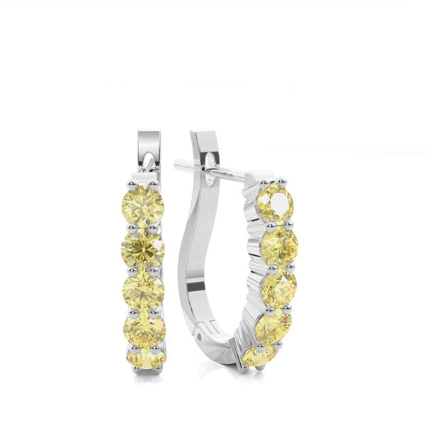 Round Yellow Lab Diamond Hoop Earrings - image 1