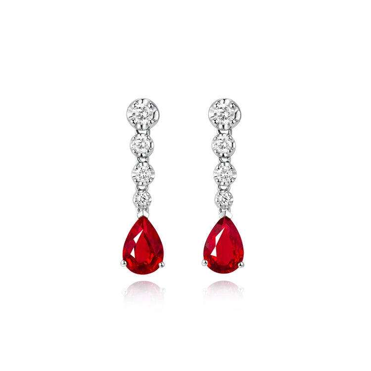 Ruby Drop Diamond Earrings - image 1