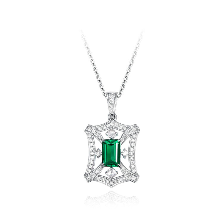Emerald and Diamond Pendant Necklace - image 1