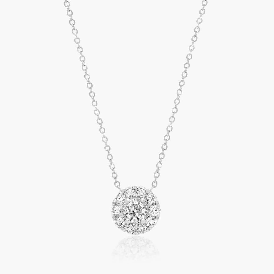 Halo Round Diamonds Pendant Necklace - image 1