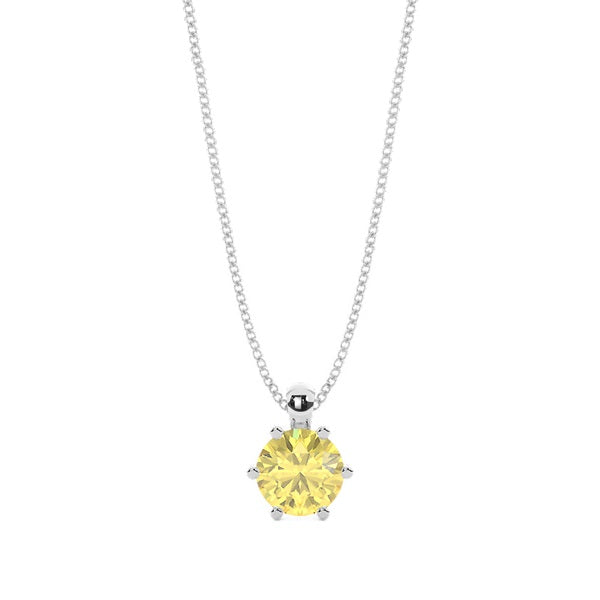 Six Prong Yellow Lab-Grown Diamond Solitaire Pendant - image 1