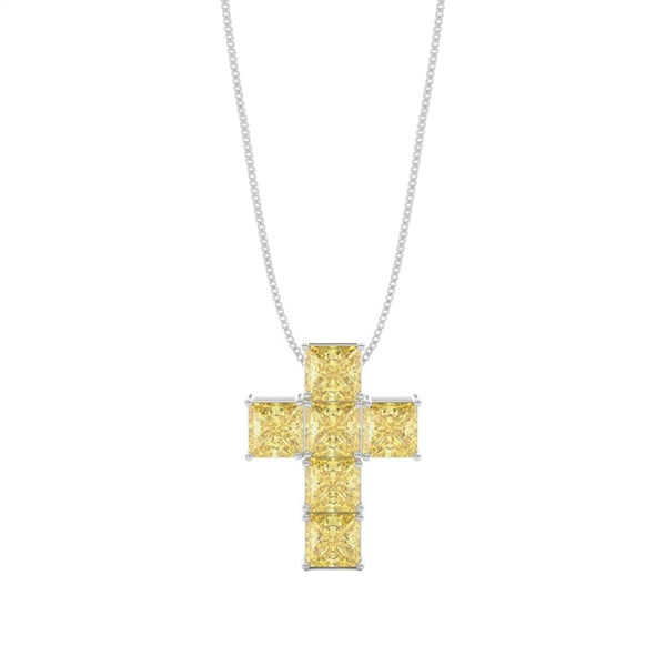 Yellow Lab-Grown Diamond Cross Pendant - image 1