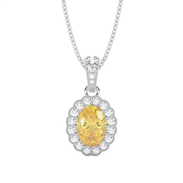 Yellow Lab-Grown Diamond Halo Pendant - image 1