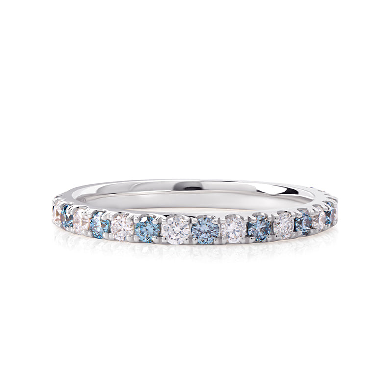 Alternating BLUE 2mm Pavé High Dome 0.5ct Total Lab Diamond Band - image 1