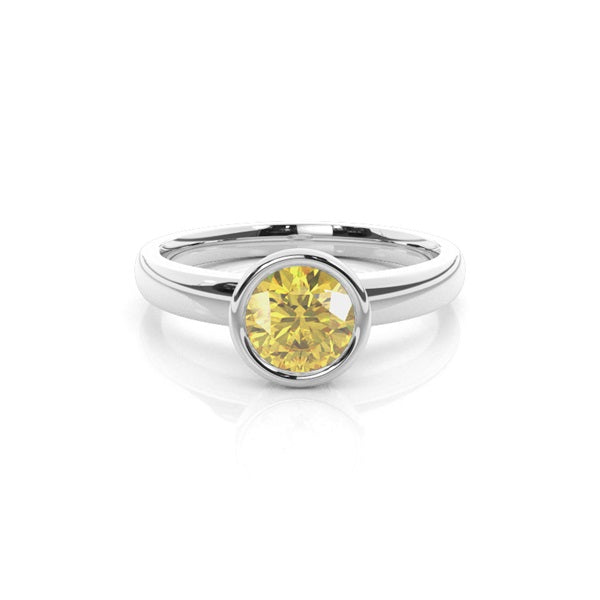 Bezel Round Cut Yellow Lab Diamond Solitaire Engagement Ring - image 1