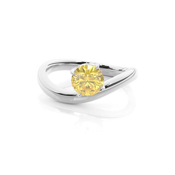 Horizontal East- West Yellow Lab Diamond Engagement Ring - image 1