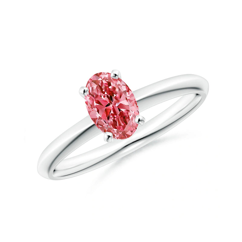 Oval Cut Pink Lab Diamond Solitaire Engagement Ring - image 1