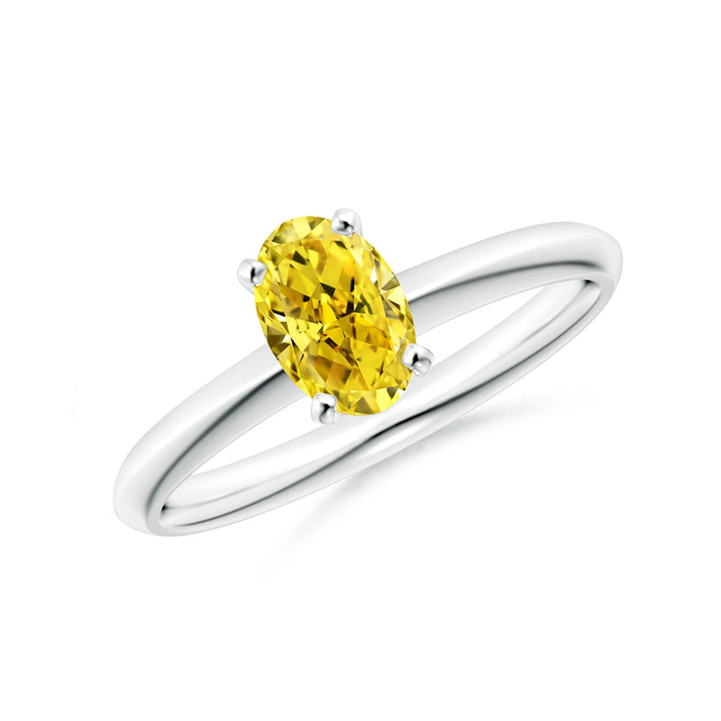 Oval Cut Yellow Lab Diamond Solitaire Engagement Ring - image 1
