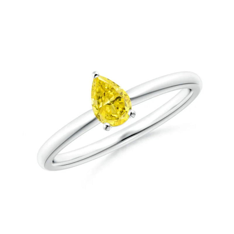 Pear Cut Yellow Lab Diamond Solitaire Engagement Ring - image 1