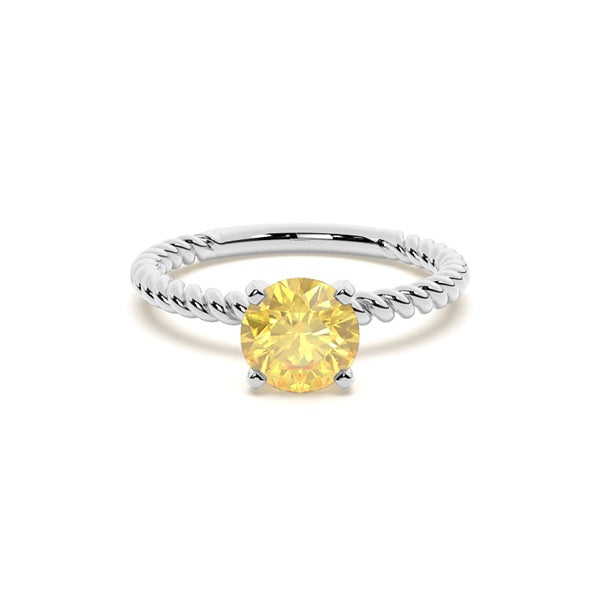 Prong Setting Round Cut Yellow Lab Diamond Engagement Ring - image 1