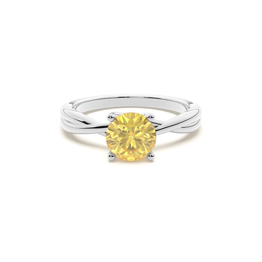 Round Cut Prong Setting Yellow Lab Diamond Engagement Ring - image 1