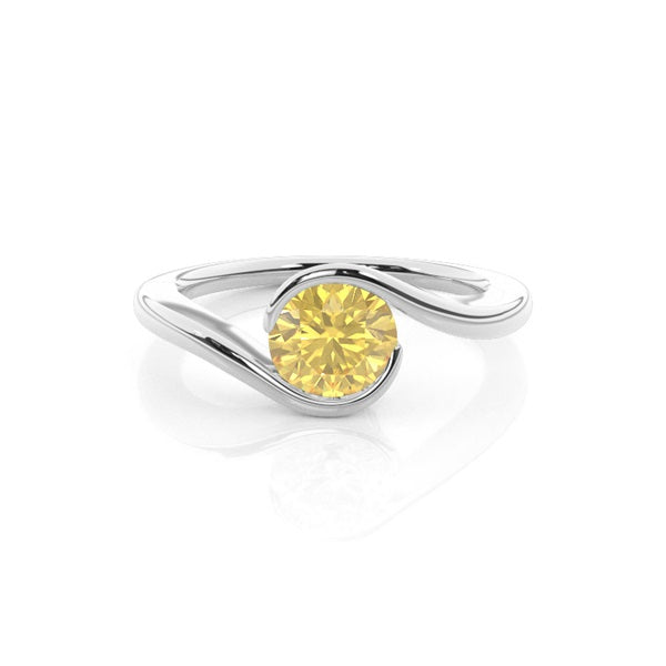 White Gold Yellow Lab Diamond Engagement Ring - image 1