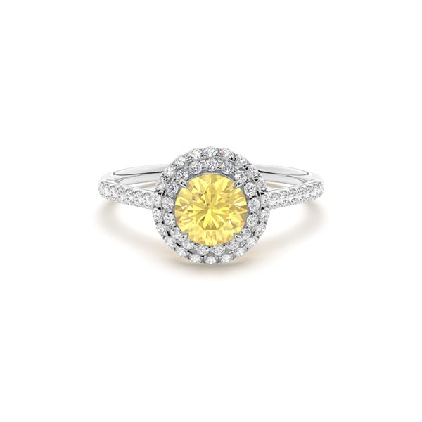 Yellow Lab Diamond Halo Engagement Ring - image 1