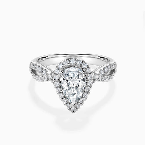 Lenelis pear-cut halo diamond engagement ring