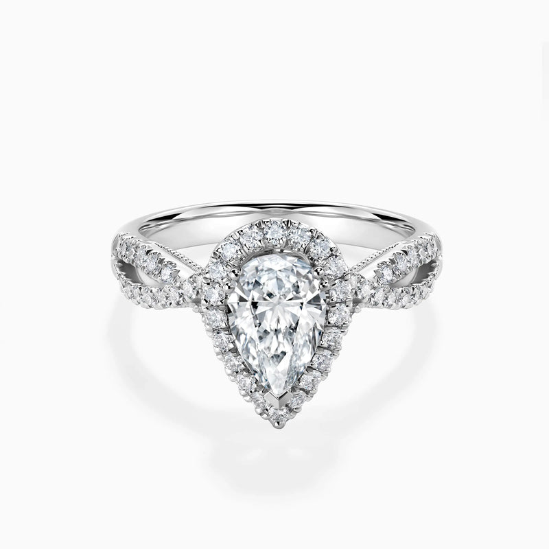 Lenelis pear-cut halo diamond engagement ring