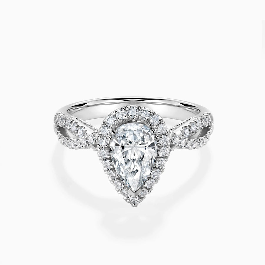 Lenelis pear-cut halo diamond engagement ring