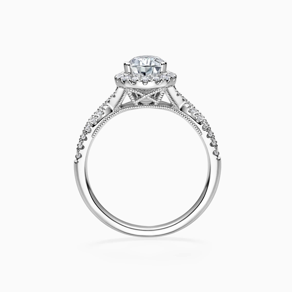0.5-3.0CT Pear-cut Halo Pavé Luxury Diamond Engagement Ring - image 2