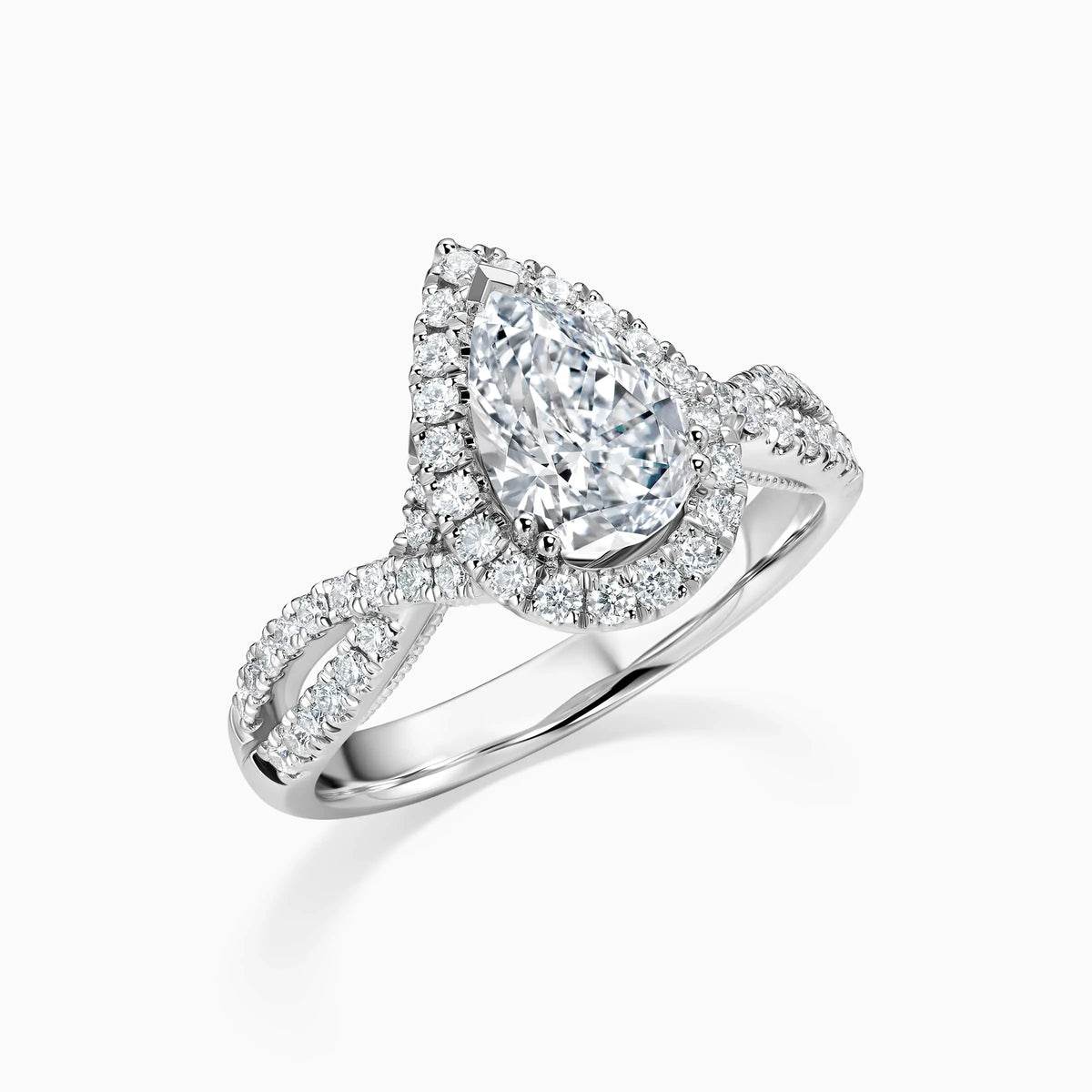 0.5-3.0CT Pear-cut Halo Pavé Luxury Diamond Engagement Ring - image 3