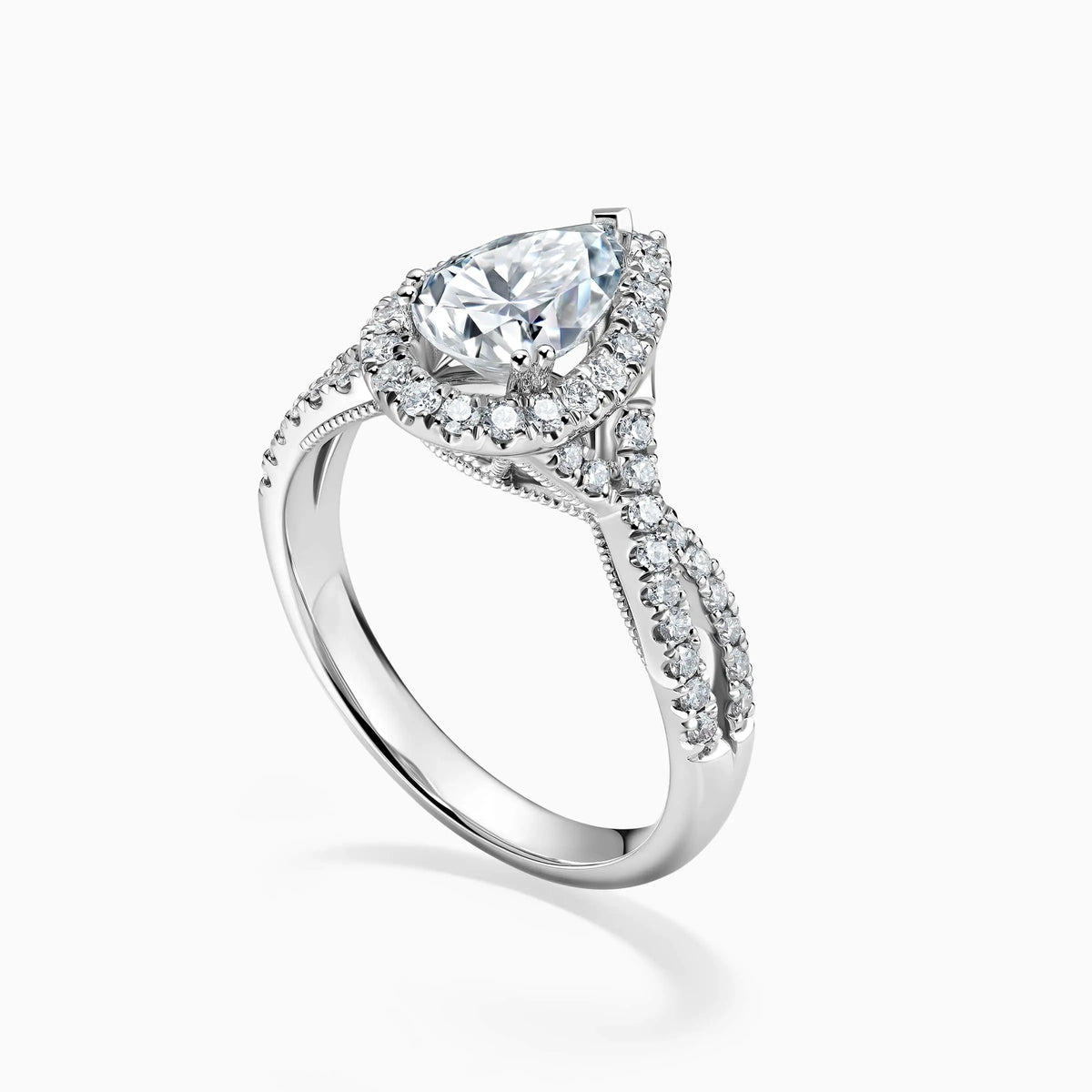0.5-3.0CT Pear-cut Halo Pavé Luxury Diamond Engagement Ring - image 4