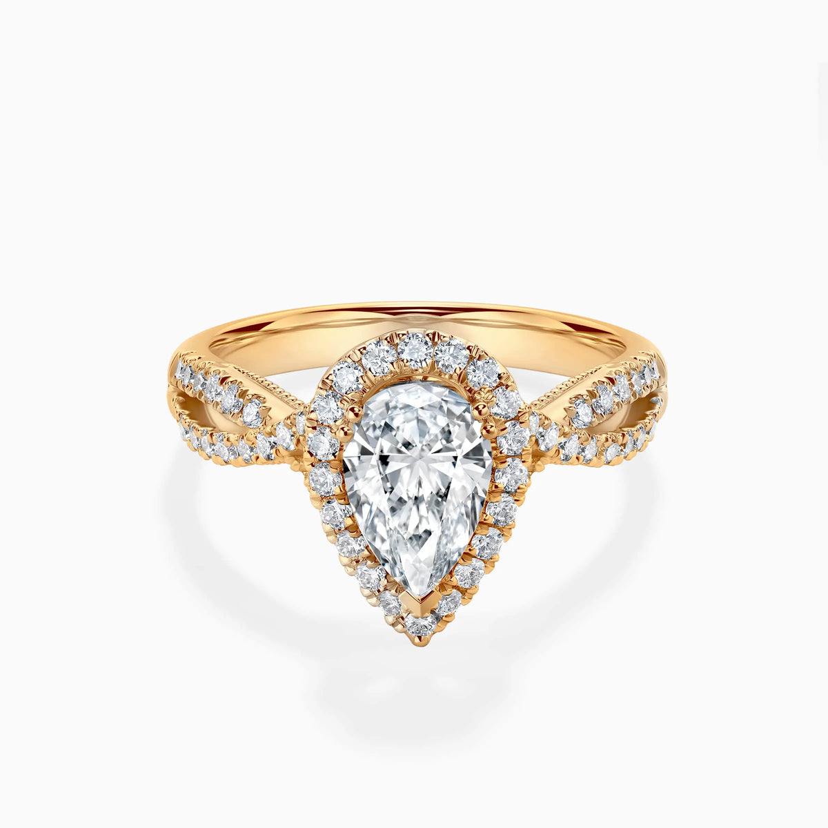 0.5-3.0CT Pear-cut Halo Pavé Luxury Diamond Engagement Ring - image 6