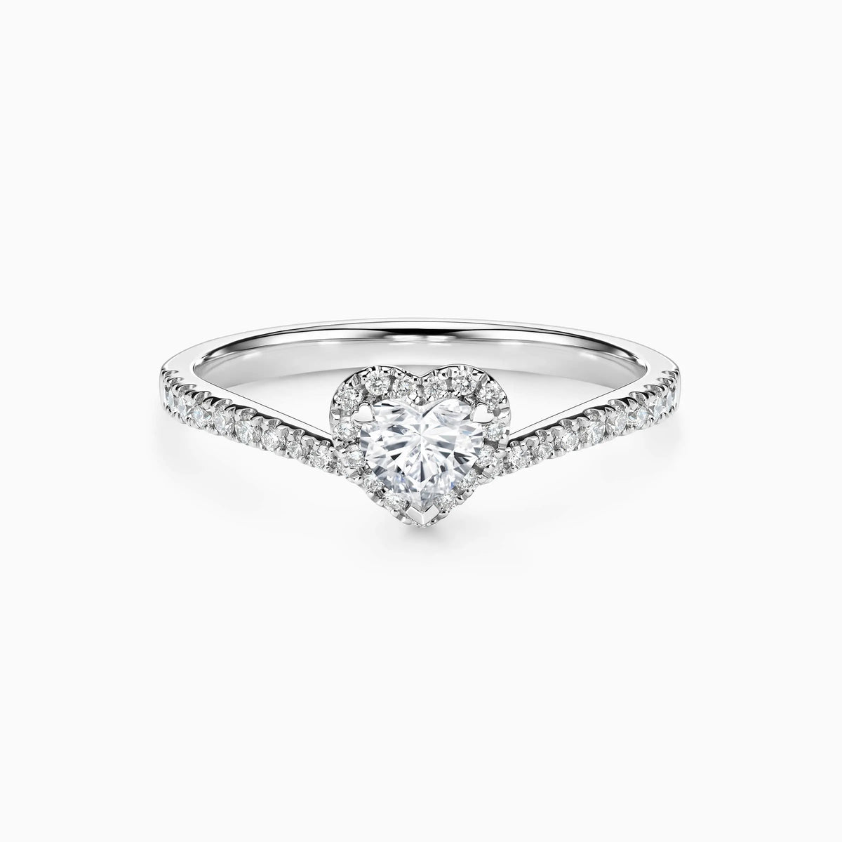 1.0-3.0 CT Heart shaped Halo Micro Paved Guard Lab Grown Diamond Engagement Ring - image 1