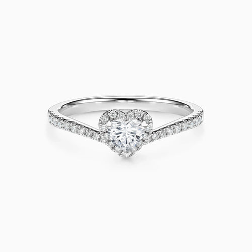 1.0-3.0 CT Heart shaped Halo Micro Paved Guard Lab Grown Diamond Engagement Ring - image 1