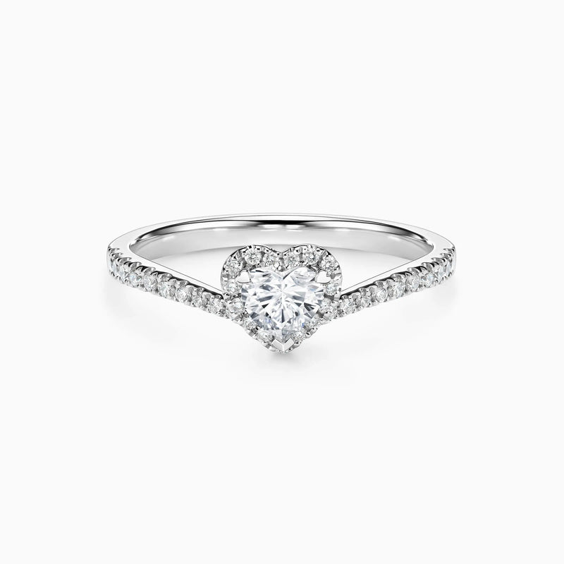 1.0-3.0 CT Heart shaped Halo Micro Paved Guard Lab Grown Diamond Engagement Ring - image 1