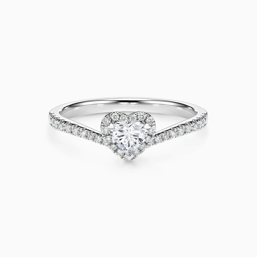 1.0-3.0 CT Heart shaped Halo Micro Paved Guard Lab Grown Diamond Engagement Ring - image 1