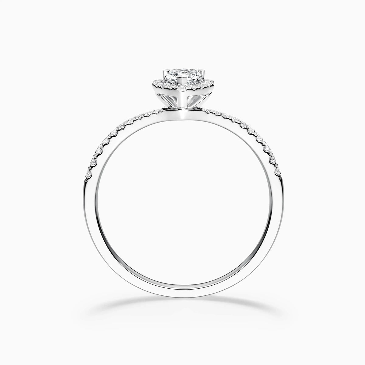 1.0-3.0 CT Heart shaped Halo Micro Paved Guard Lab Grown Diamond Engagement Ring - image 2
