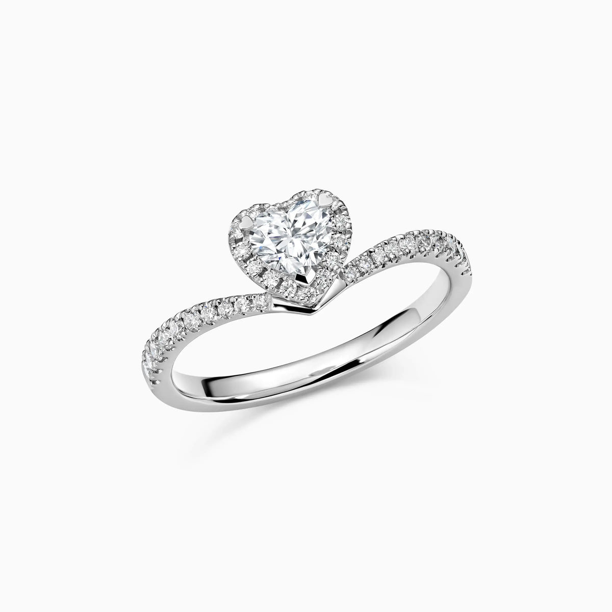 1.0-3.0 CT Heart shaped Halo Micro Paved Guard Lab Grown Diamond Engagement Ring - image 3