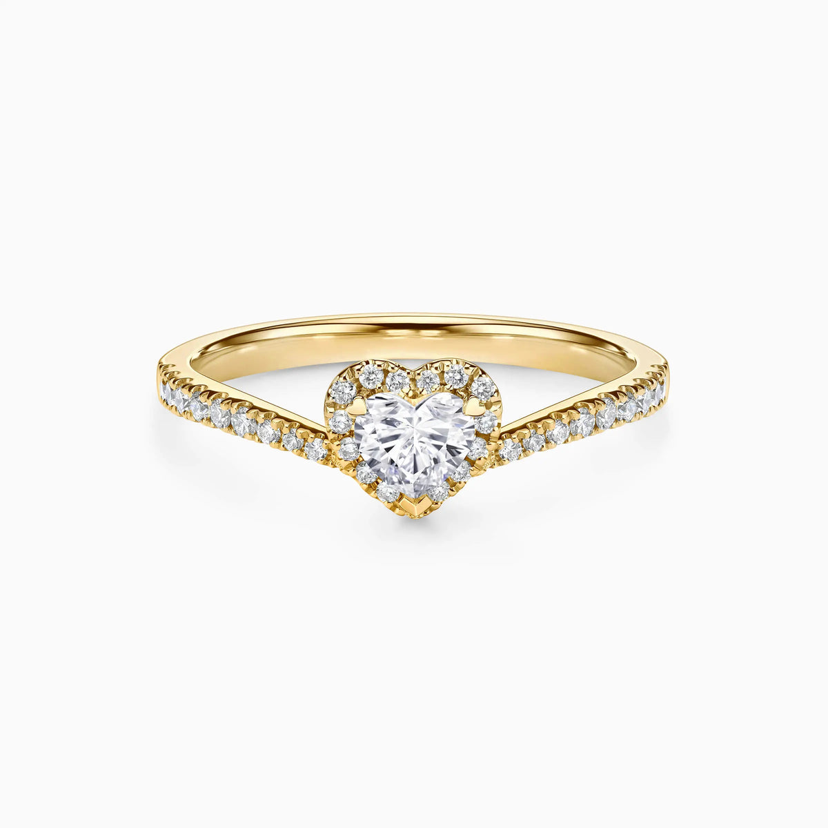 1.0-3.0 CT Heart shaped Halo Micro Paved Guard Lab Grown Diamond Engagement Ring - image 5