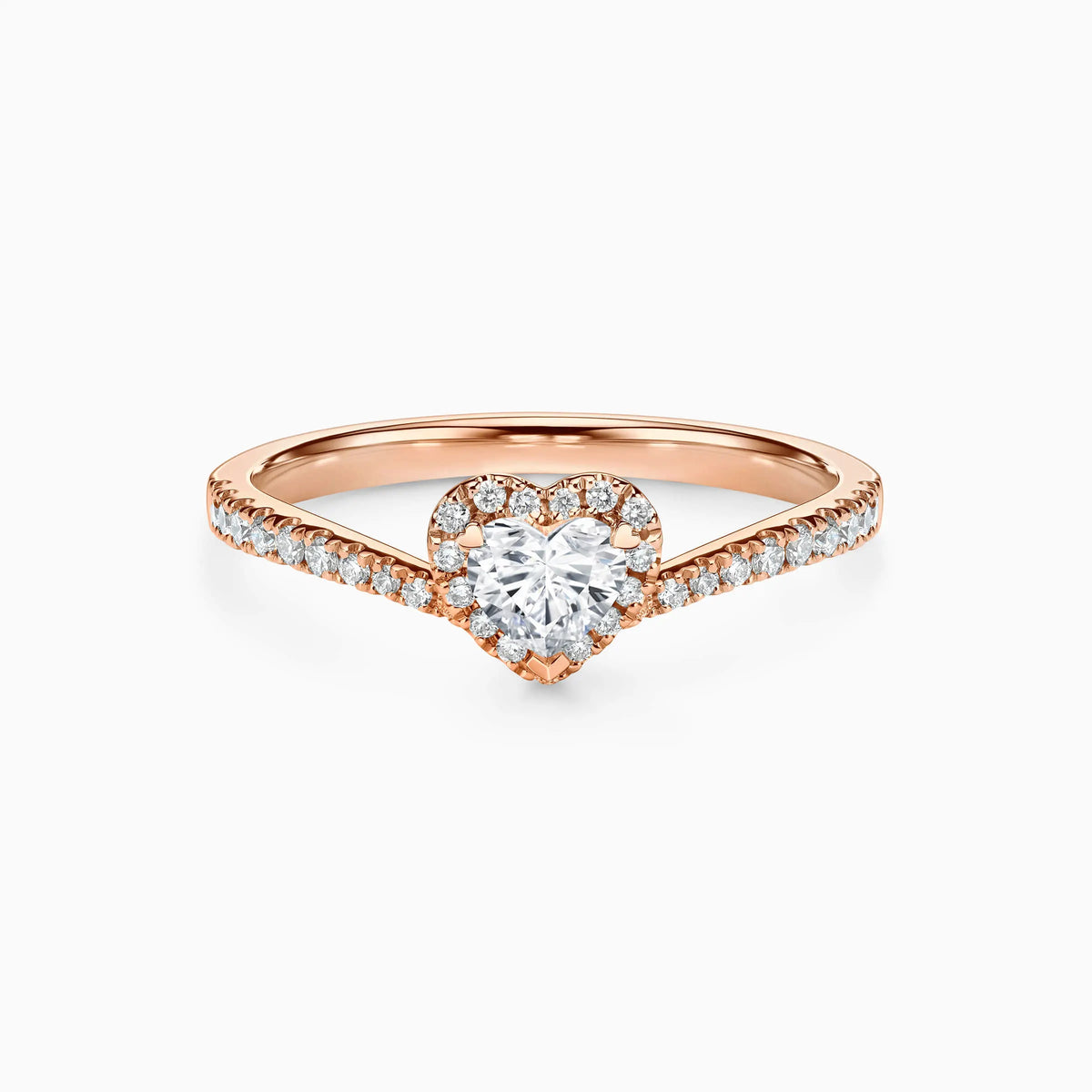 1.0-3.0 CT Heart shaped Halo Micro Paved Guard Lab Grown Diamond Engagement Ring - image 6