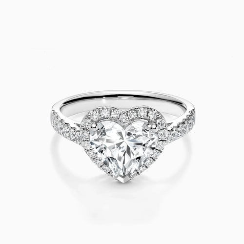 1.0-3.0 CT Heart Shaped Halo Pavé Lab Grown Diamond Engagement Ring - image 1