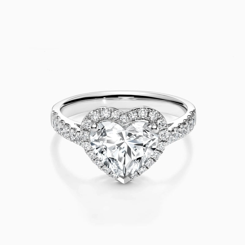 1.0-3.0 CT Heart Shaped Halo Pavé Lab Grown Diamond Engagement Ring - image 1