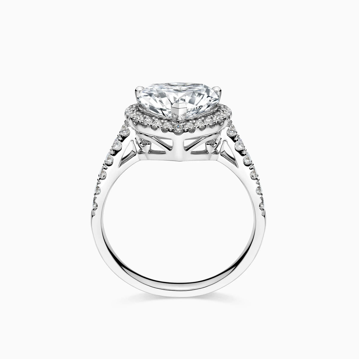 1.0-3.0 CT Heart Shaped Halo Pavé Lab Grown Diamond Engagement Ring - image 2