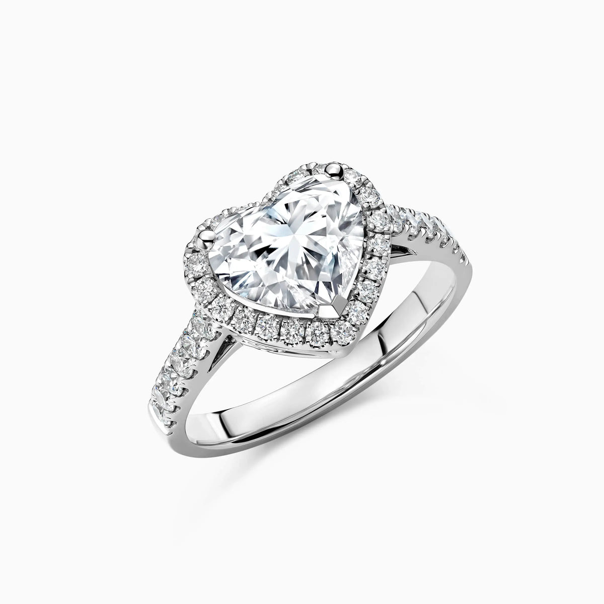1.0-3.0 CT Heart Shaped Halo Pavé Lab Grown Diamond Engagement Ring - image 3