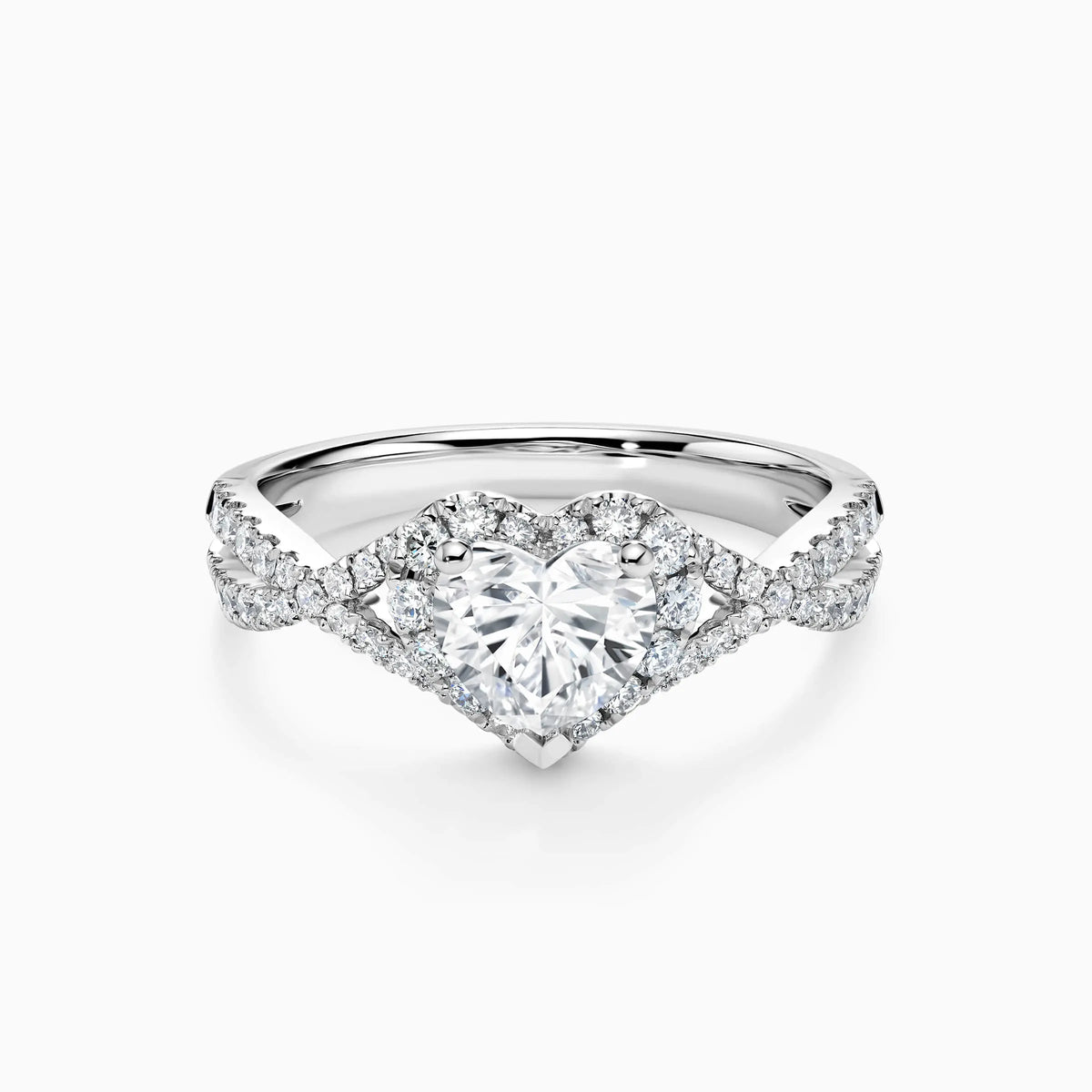 1.0-3.0 CT Heart Shaped Halo Twisted Lab Grown Diamond Engagement Ring - image 1