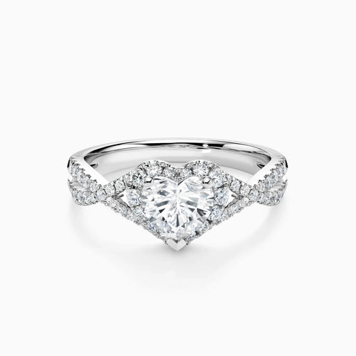 1.0-3.0 CT Heart Shaped Halo Twisted Lab Grown Diamond Engagement Ring - image 1