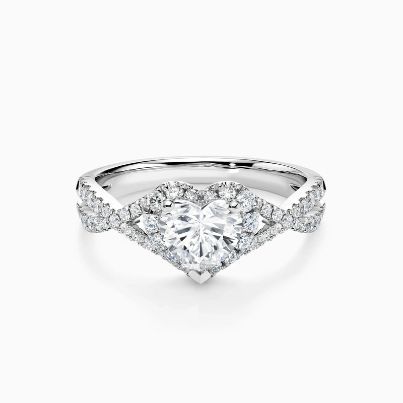 1.0-3.0 CT Heart Shaped Halo Twisted Lab Grown Diamond Engagement Ring - image 1