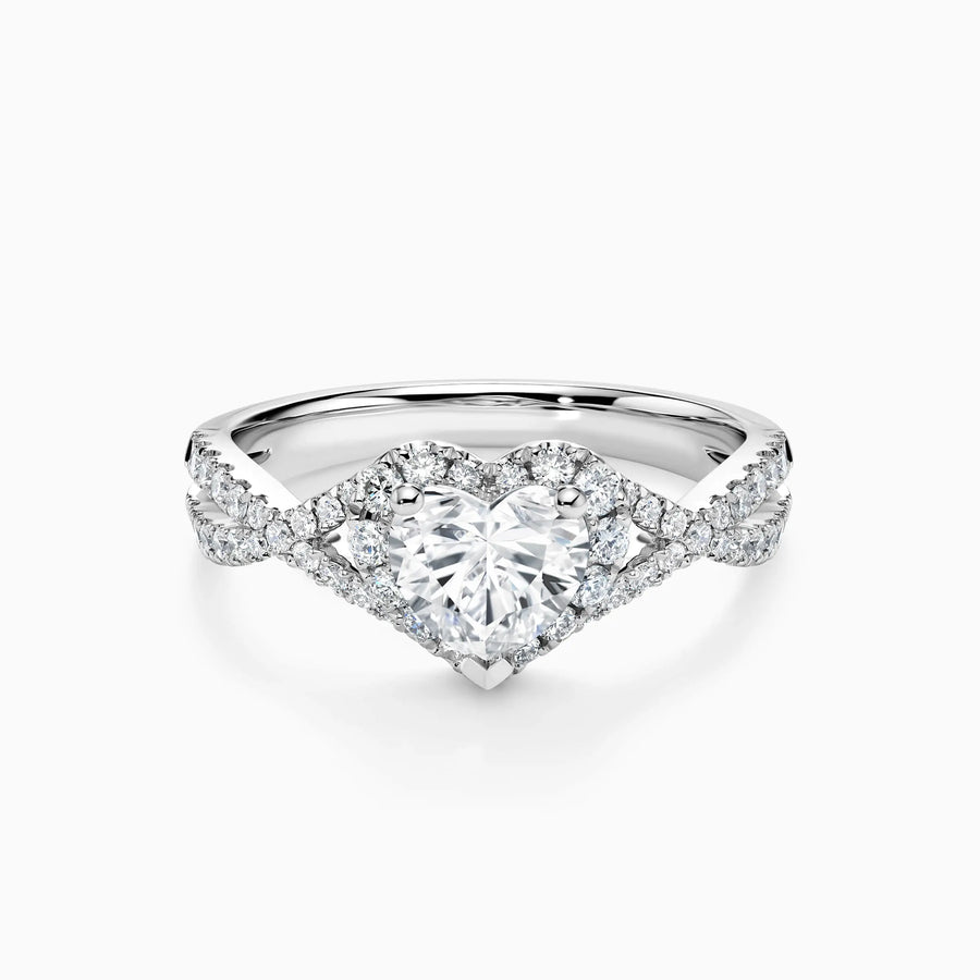 1.0-3.0 CT Heart Shaped Halo Twisted Lab Grown Diamond Engagement Ring - image 1