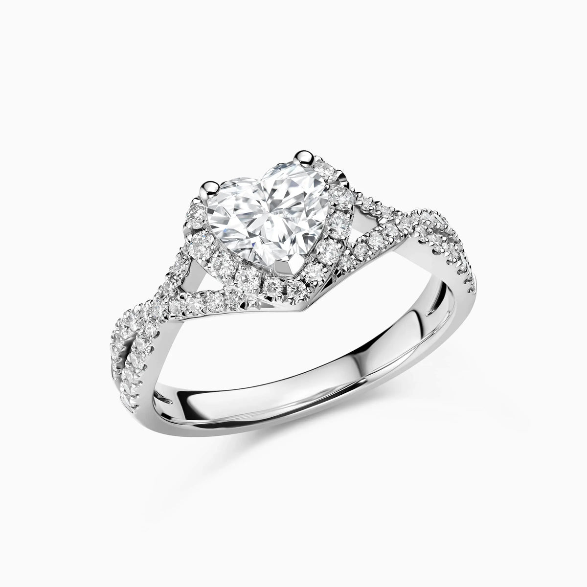 1.0-3.0 CT Heart Shaped Halo Twisted Lab Grown Diamond Engagement Ring - image 2