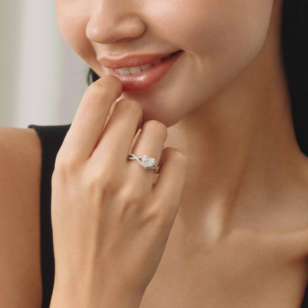 1.0-3.0 CT Heart Shaped Halo Twisted Lab Grown Diamond Engagement Ring - image 3