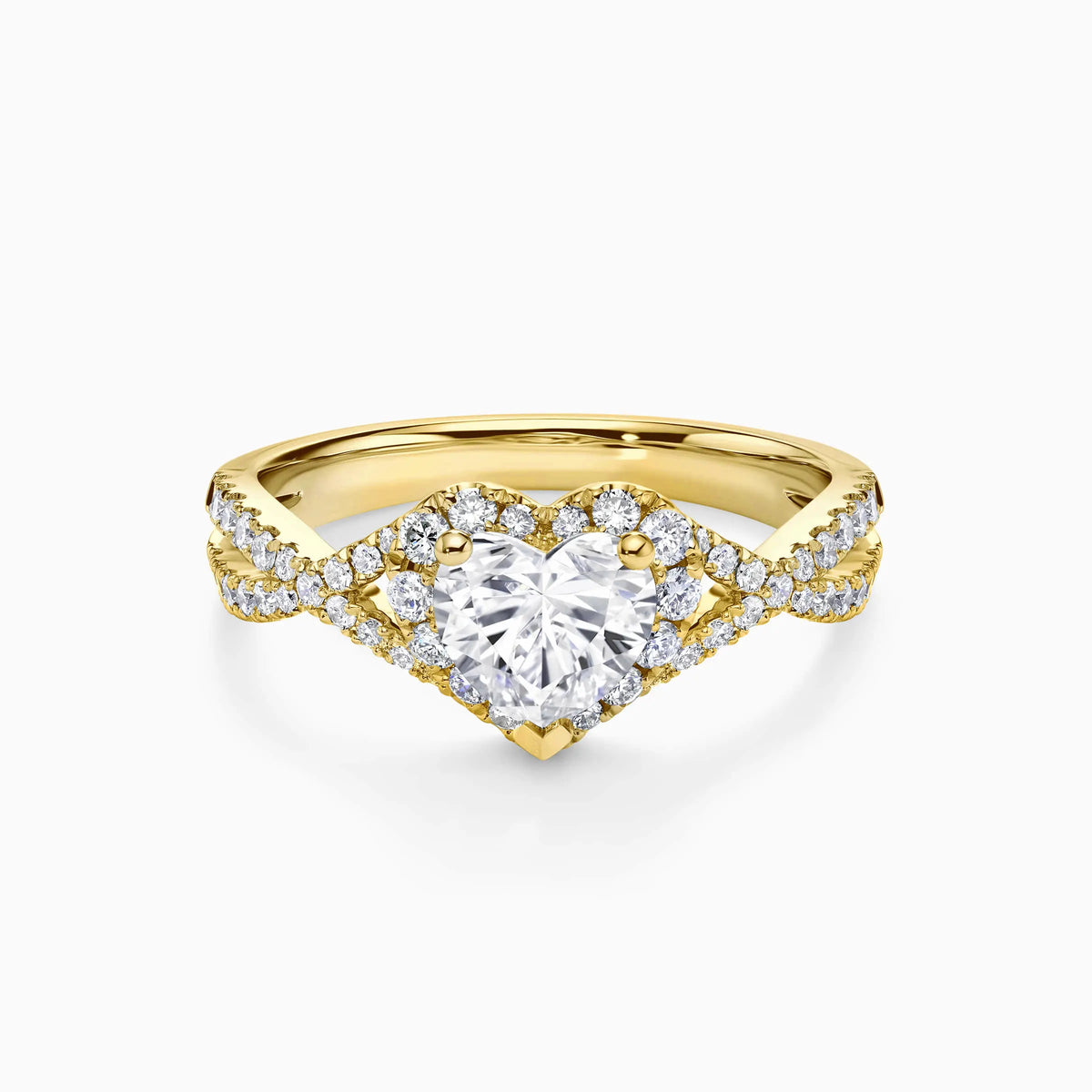 1.0-3.0 CT Heart Shaped Halo Twisted Lab Grown Diamond Engagement Ring - image 5